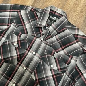 Canyon Guide‎ Outfitters Black Gray Pearl Snap S/S Button Up Sz M Cowboy Country